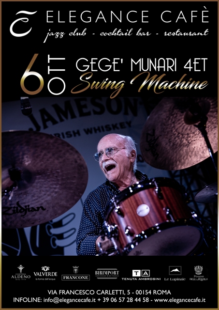 La batteria di Gegé Munari dal vivo all'Elegance Cafè