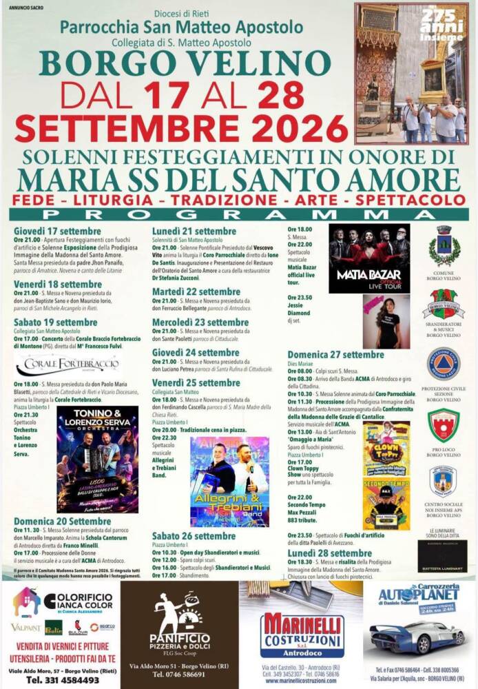 Eventi nel Lazio: Sagre, Concerti e Cosa Fare Festa patronale a Borgo Velino