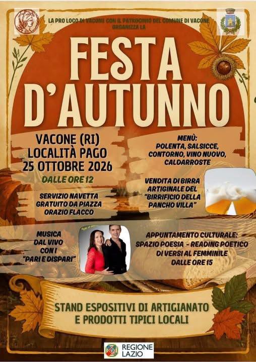Eventi nel Lazio: Sagre, Concerti e Cosa Fare Festa d'Autunno