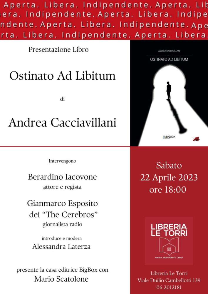 Il nuovo libro di Andrea Cacciavillani alla Libreria Le Torri