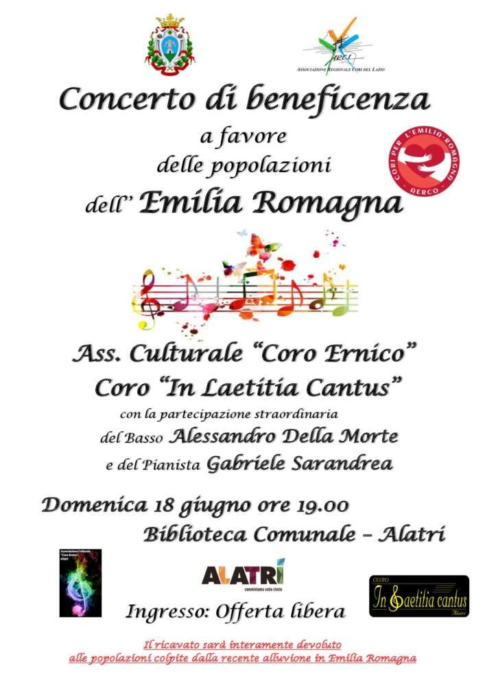 Concerto di beneficenza a favore dell'Emilia Romagna