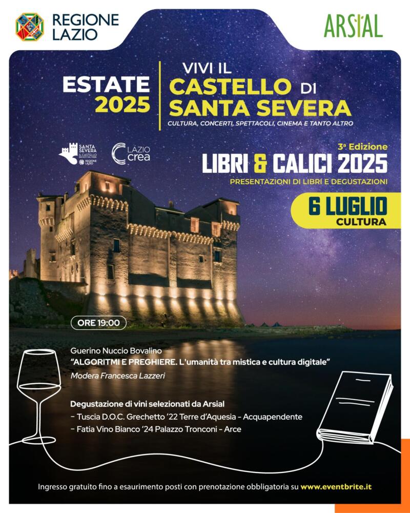 Libri e calici sotto le stelle del Castello