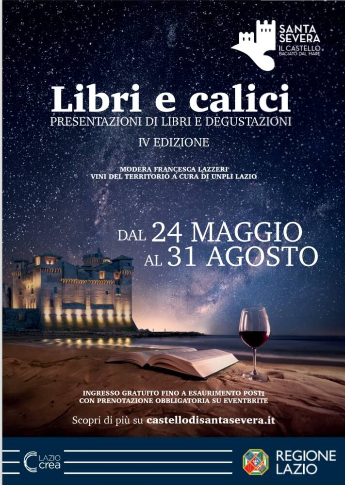 Libri e calici sotto le stelle del Castello