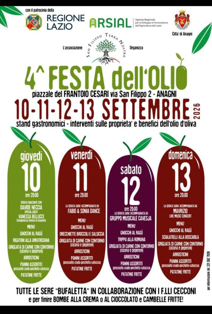 Musica, Spettacoli e Danza nel Lazio nel Lazio Festa dell'Olio