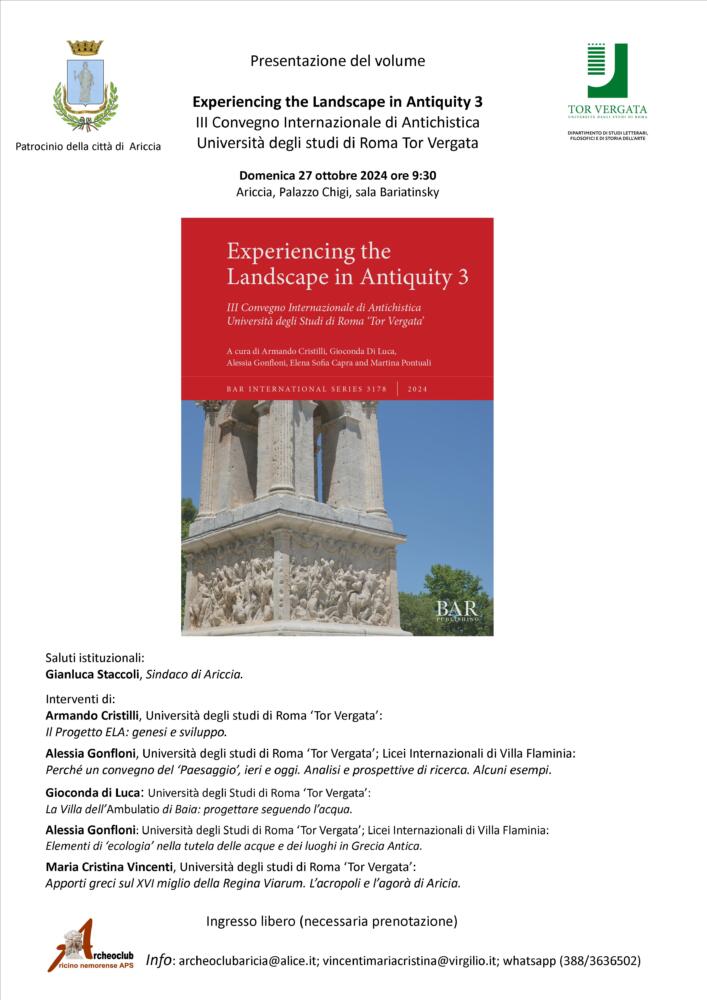 Presentazione del volume Experiencing the Landscape in Antiquity III