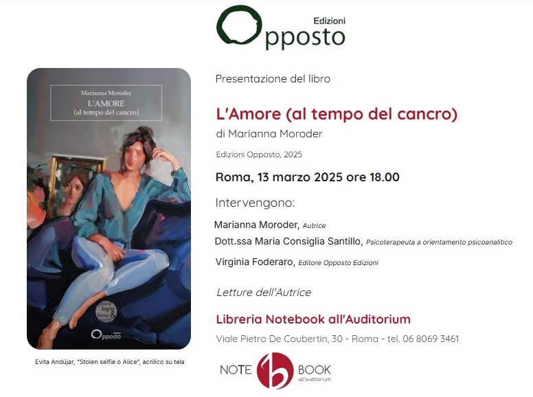 Presentazione libro "L'Amore (al tempo del cancro) di Marianna Moroder