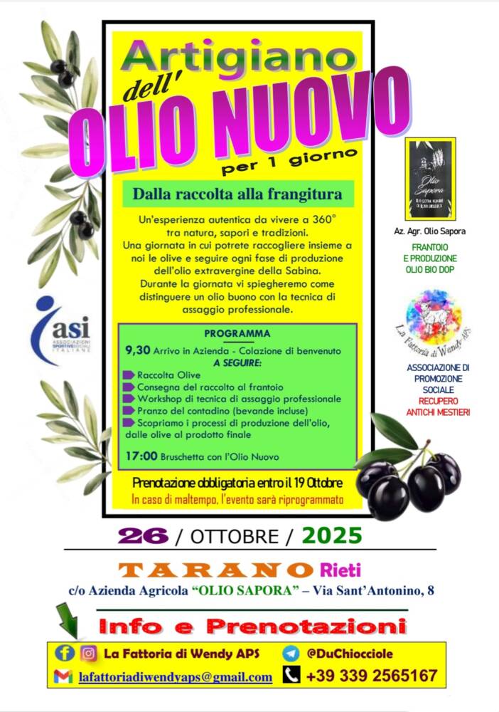 Artigiano dell'Olio Nuovo per 1 giorno