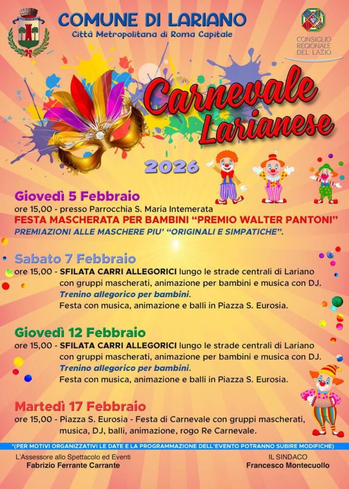 Musica, Spettacoli e Danza nel Lazio nel Lazio Carnevale Larianese