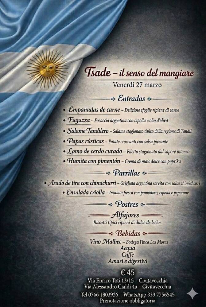 Cena Argentina a Civitavecchia – Empanadas, Asado e Malbec