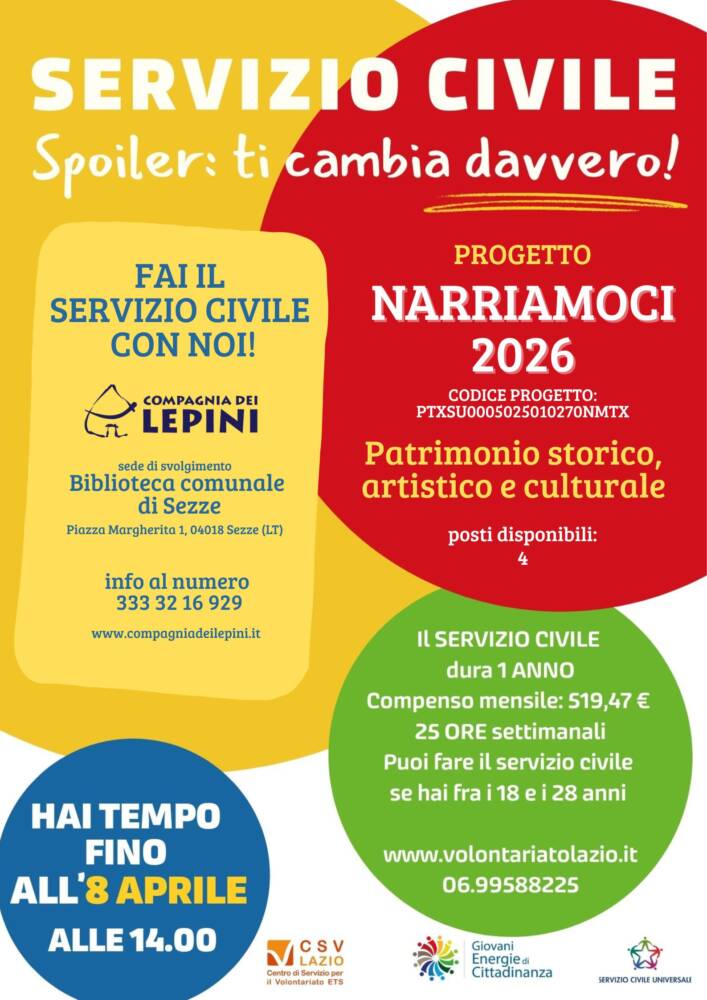 Cosa fare nel prossimo week-end Bando Servizio Civile Universale