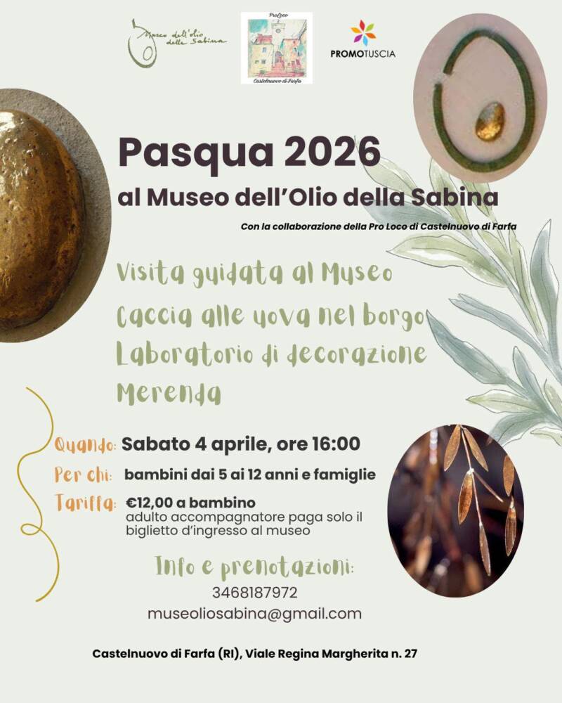 Pasqua al Museo dell’olio della Sabina