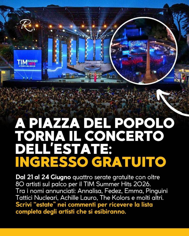 Eventi nel Lazio: Sagre, Concerti e Cosa Fare TIM Summer Hits 2026 – La musica dell'estate