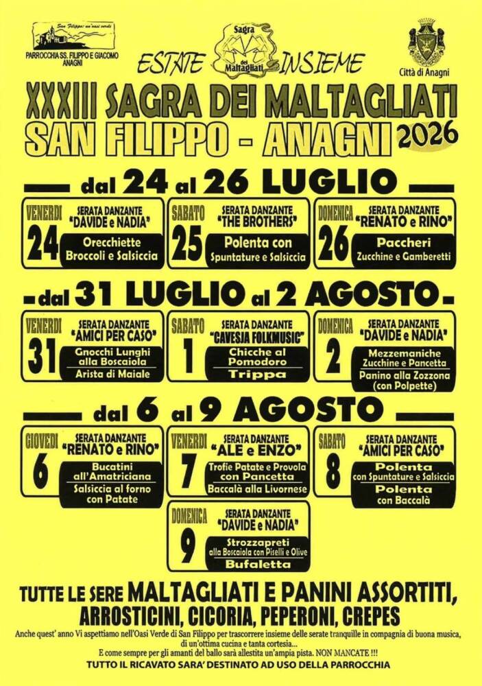 Musica, Spettacoli e Danza nel Lazio nel Lazio Sagra dei Maltagliati