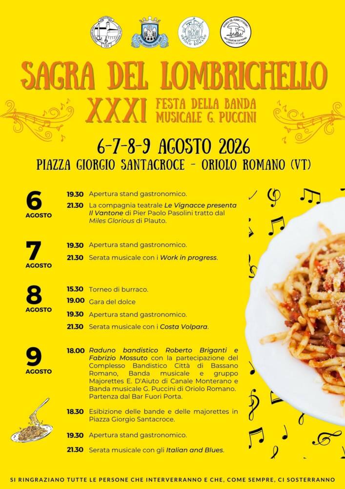 Eventi nel Lazio: Sagre, Concerti e Cosa Fare Sagra del Lombrichello