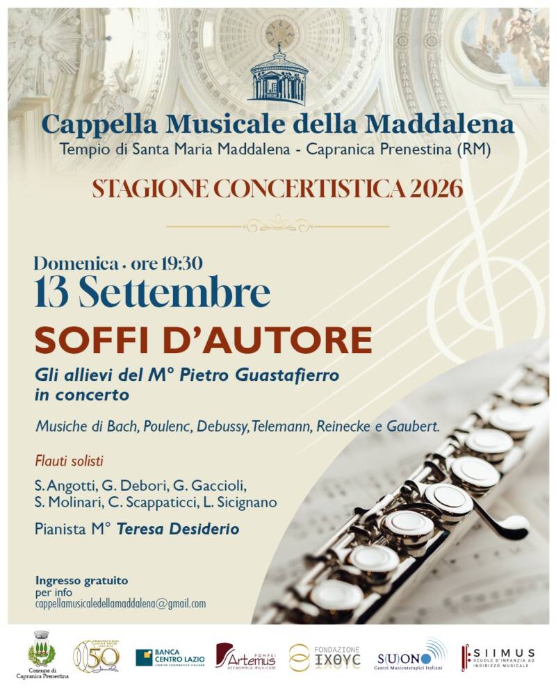 Musica e Spettacolo nel Lazio Concerto Soffi d’Autore