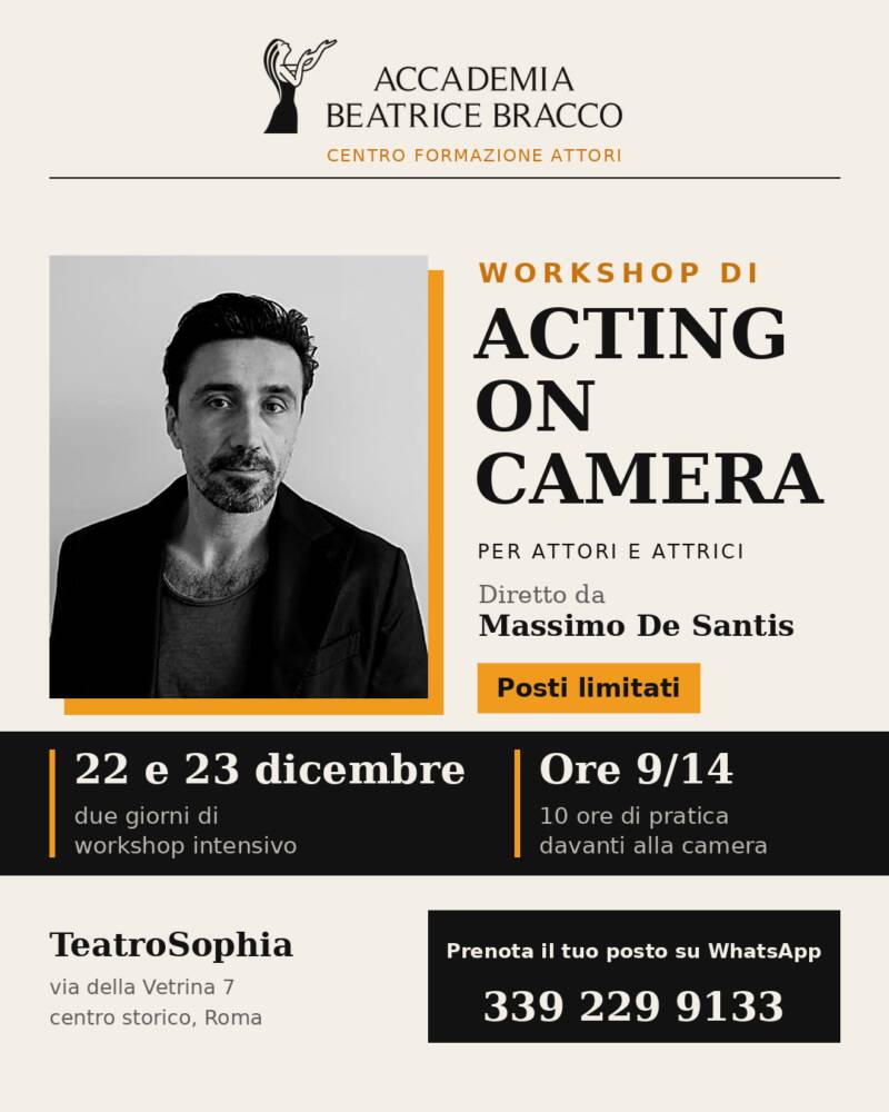 Workshop di Acting on camera diretto da Massimo De Santis