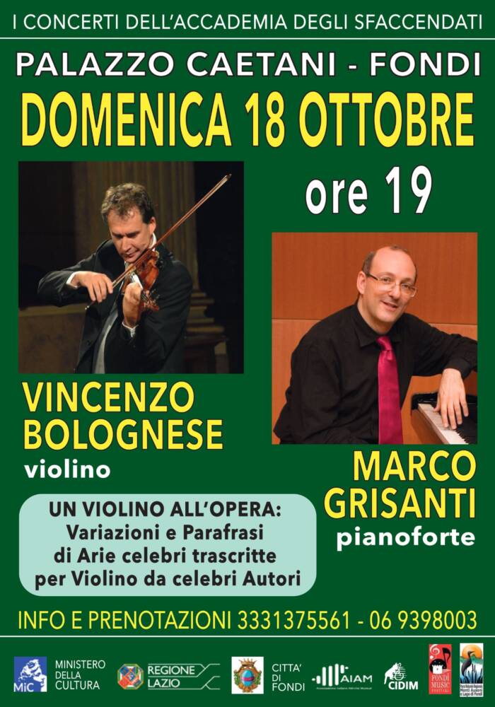 Il violinista Vincenzo Bolognese con il pianista Marco Grisanti
