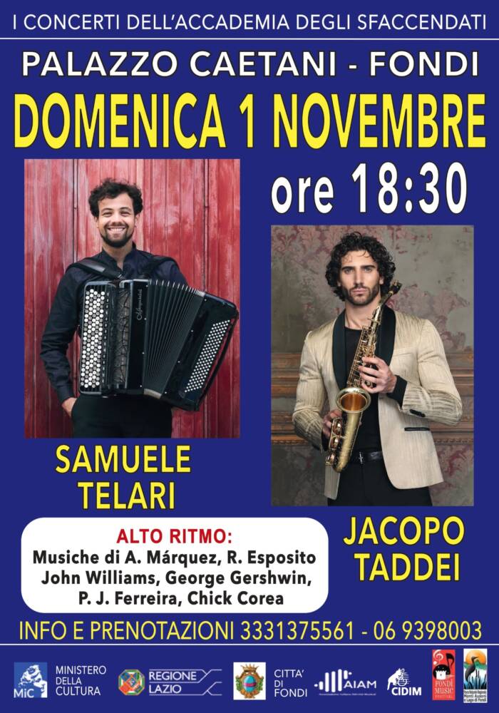 Musica e Spettacolo nel Lazio Fondi, Jacopo Taddei e Samuele Telari in concerto